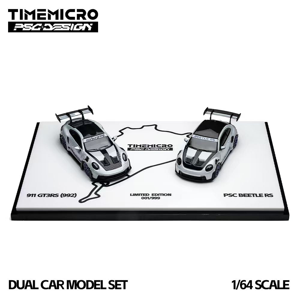 [Preorder] TimeMicro × PSC DESIGN 1:64 Porsche 992 GT3 RS & Beetle RS Nurburgring Version - 2 car set TM647907-T