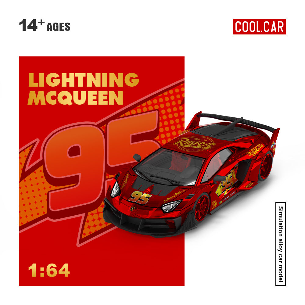 [Preorder] Cool Car 1:64 Lamborghini AVENTADOR GTEVO Lighting Mcqueen Metallic red CC643832