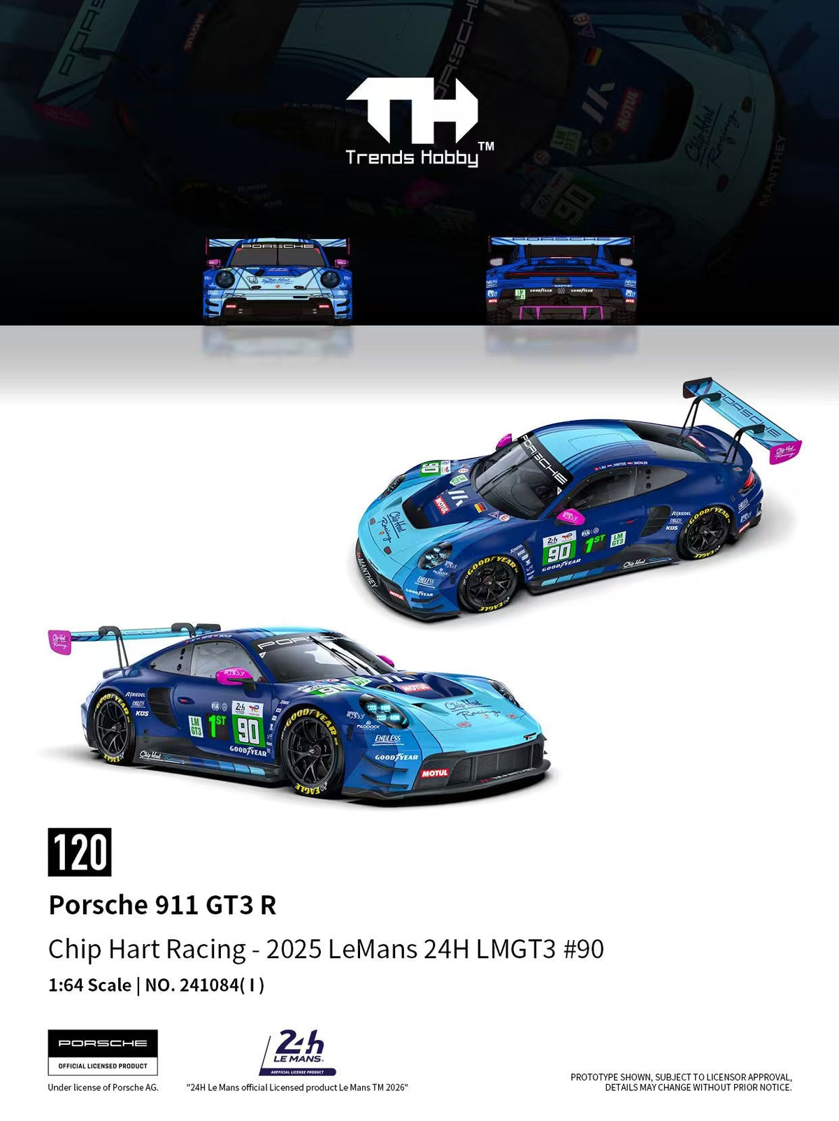 [Preorder] Trends Hobby 1:64 Porsche 911 GT3 R -2025 LeMans 24H LMGT3 (3 Colours) 241084(H)/241084(I)/241084(J)