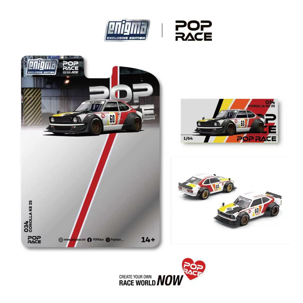 [Preorder] POPRACE 1:64 Toyota Corolla KE25 PRE034
