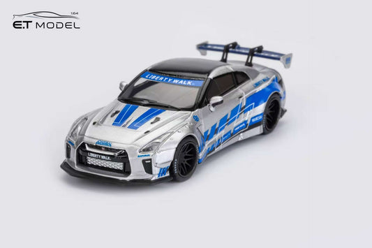 ET Model x Model Collect 1:64 Nissan GT-R R35 LB Widebody Modified 1.5 Version FNF Silver Blue