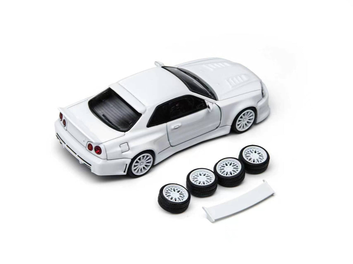 TimeMicro × PSC DESIGN 1:64 Nissan R34 "Smilodon" White TM648402