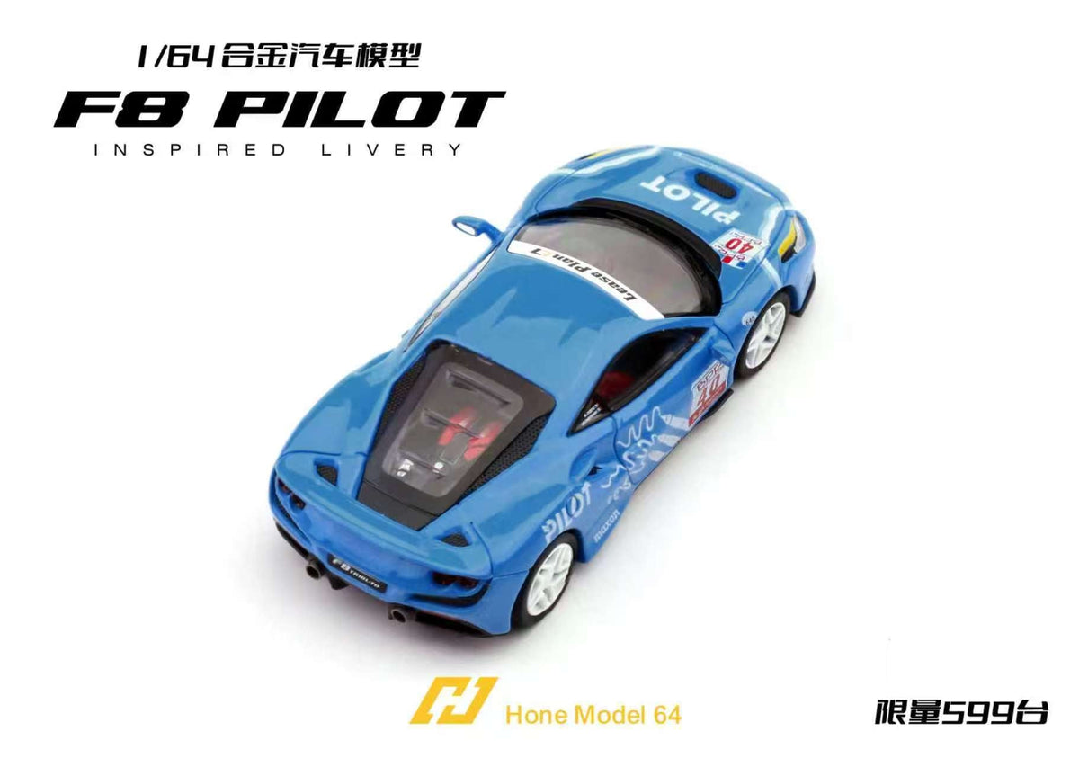 [Preorder] Hone Model 1:64 Supercar F8 Tributo Blue PILOT Livery