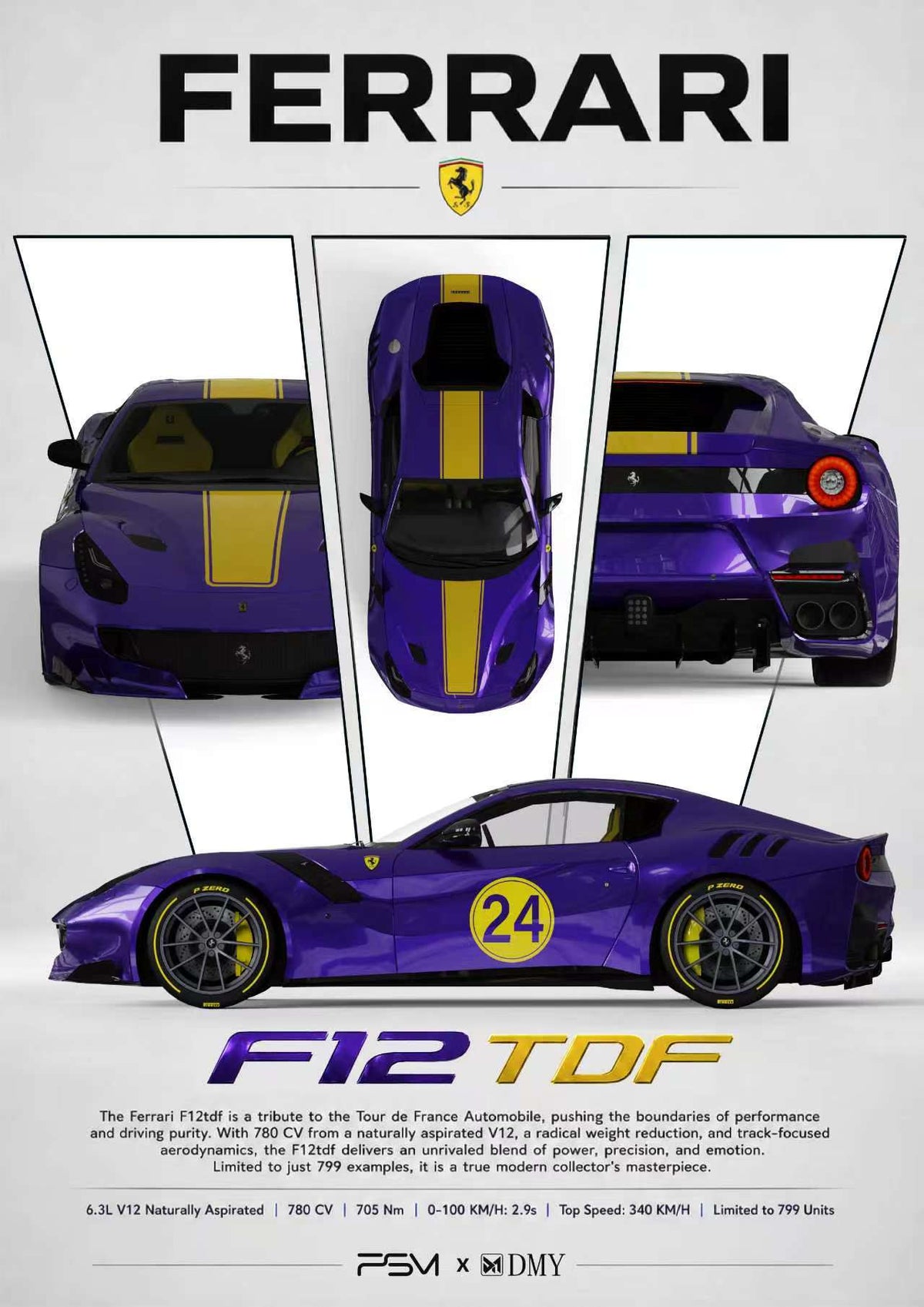 [Preorder] PSM 1:64 Ferrari F12 TDF Kobe Purple