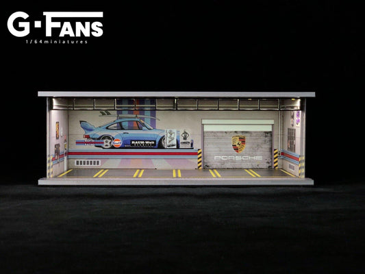 G.Fans 1:64 Garage Diorama with LED (Porsche RWB Theme) 710007
