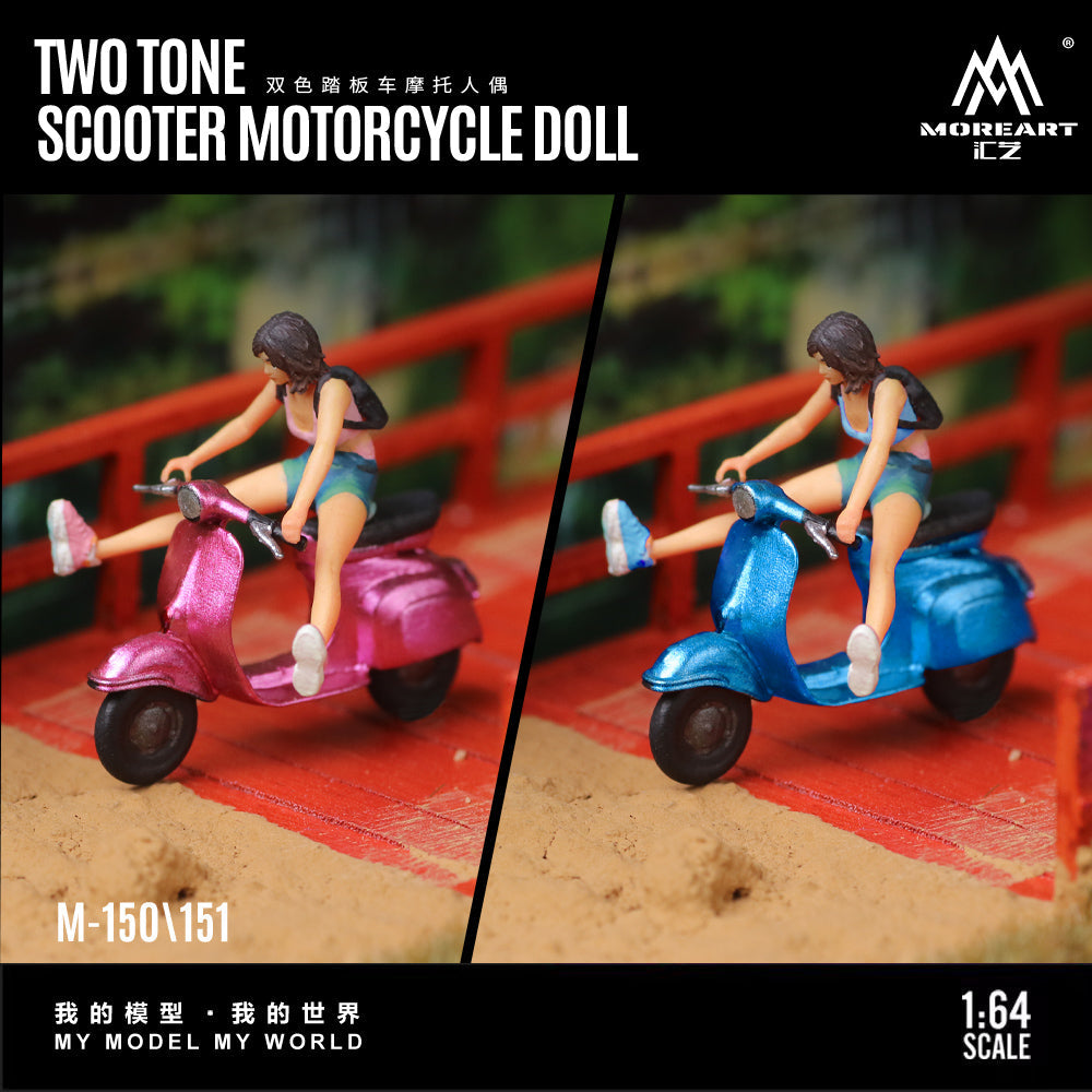 MoreArt 1:64 TWO TONE SCOOTER MOTORCYCLE DOLL (2 Colours)