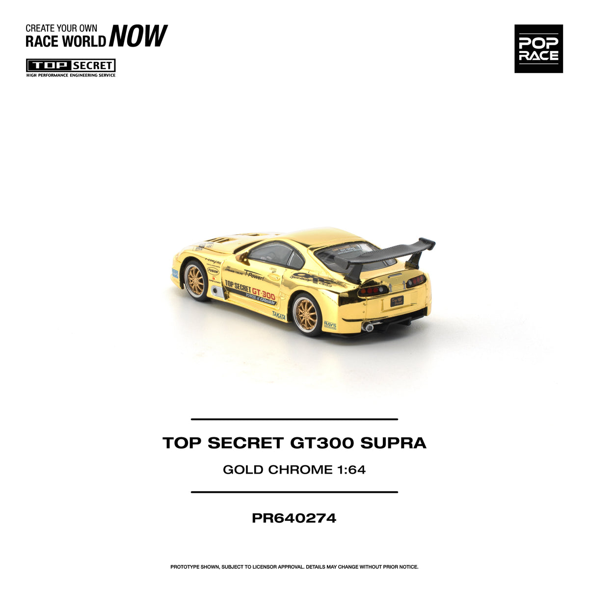 [Preorder] POPRACE 1:64 TOP SECRET GT300 SUPRA GOLD CHROME PR640274