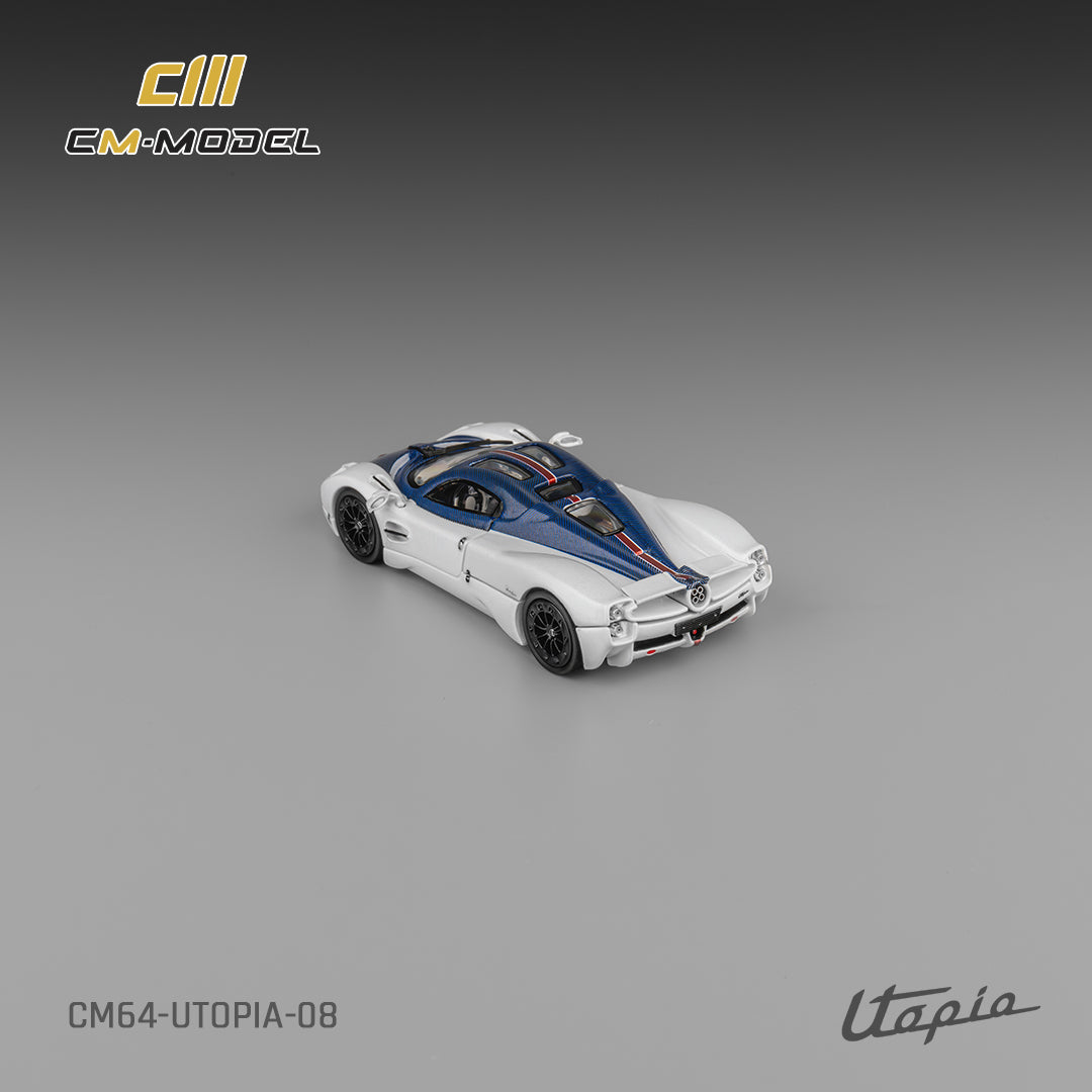 [Preorder] CM Model 1:64 "Pagani Utopia Bianco Benny with Blu Francia Carbon & Rosso Monza Stripe  CM64-Utopia-08