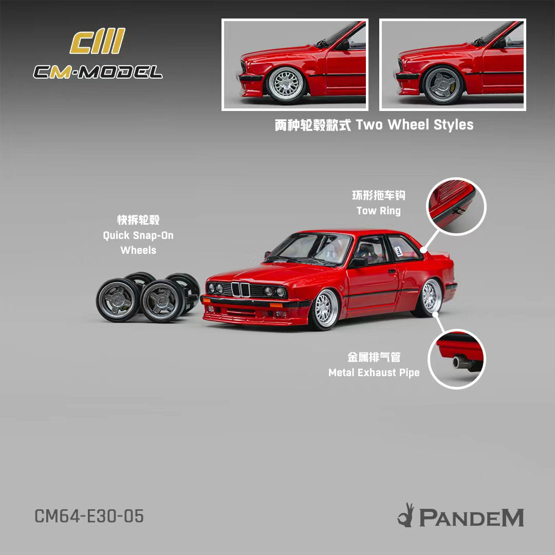 [Preorder] CM Model 1:64 Pandem BMW M3 E30 Bright Red CM64-E30-05