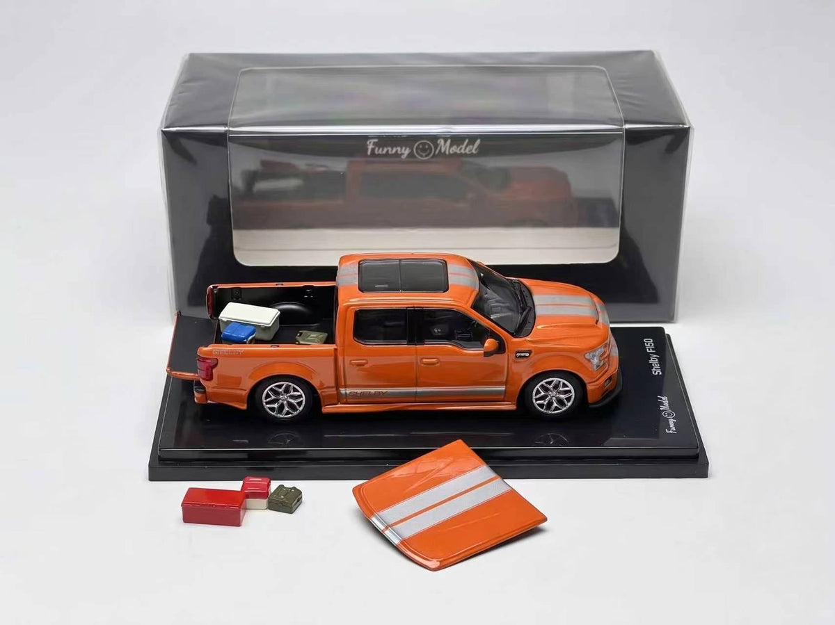 Funny Model 1:64 Shelby F150 Super Snake Orange with Silver strips