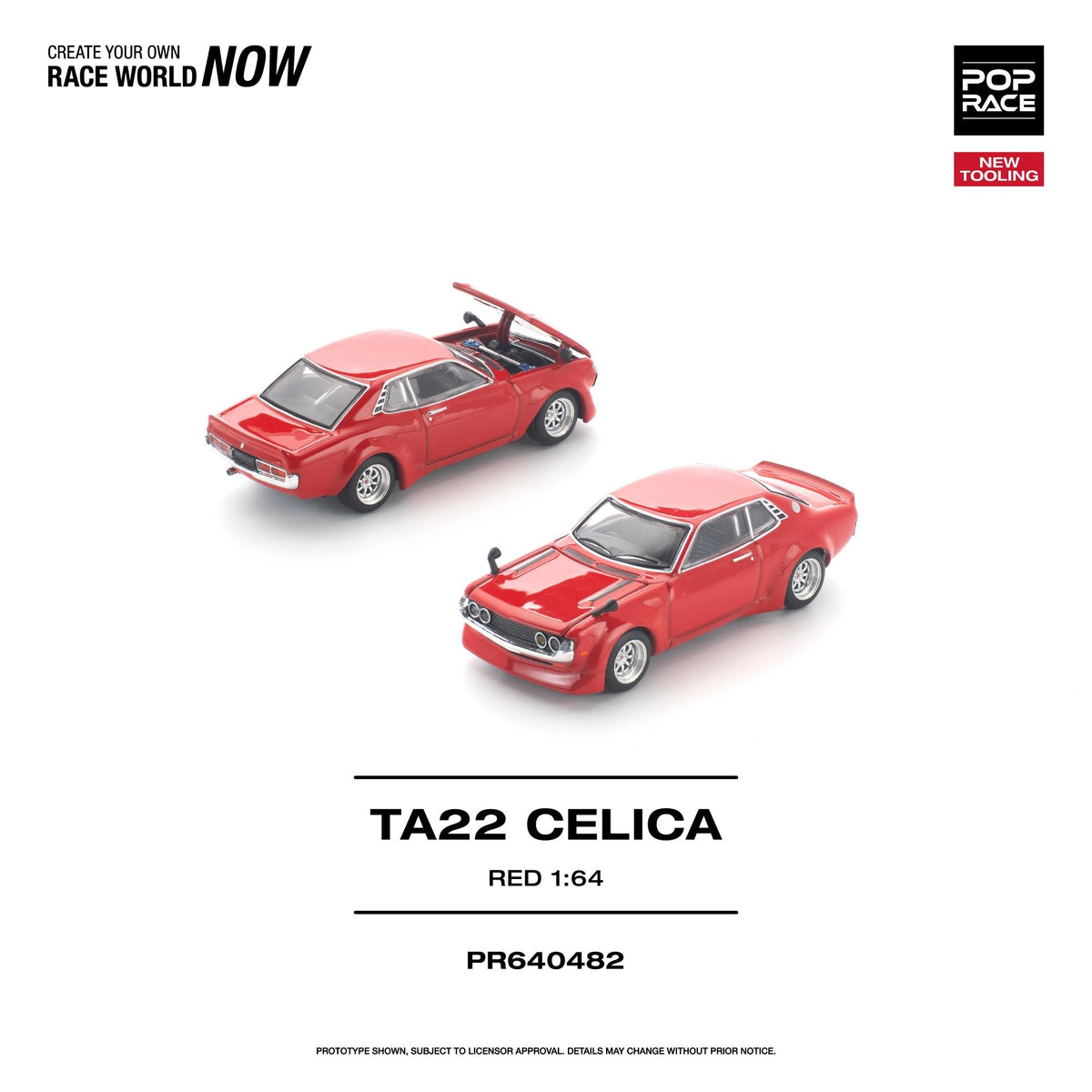 [Preorder] POPRACE 1:64 Toyota TA22 CELICA RED NEW TOOLING PR640482