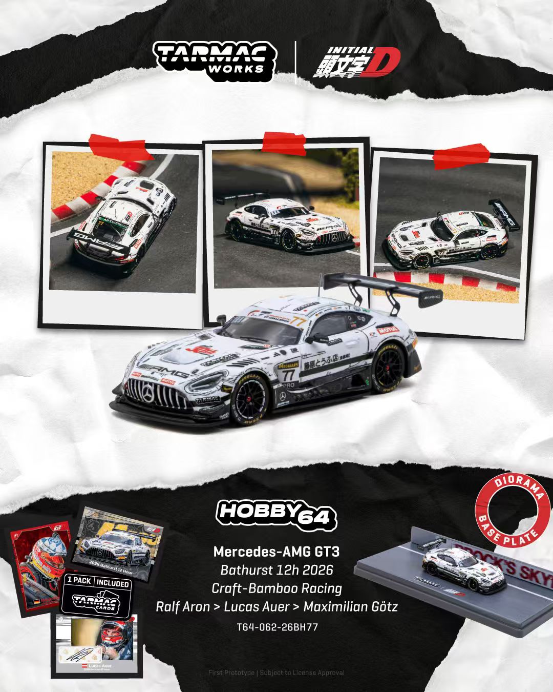 [Preorder] Tarmac Works 1:64 Mercedes-AMG GT3 Bathurst 12h 2026 Trading Cards Combo Set T64-062-26BH77