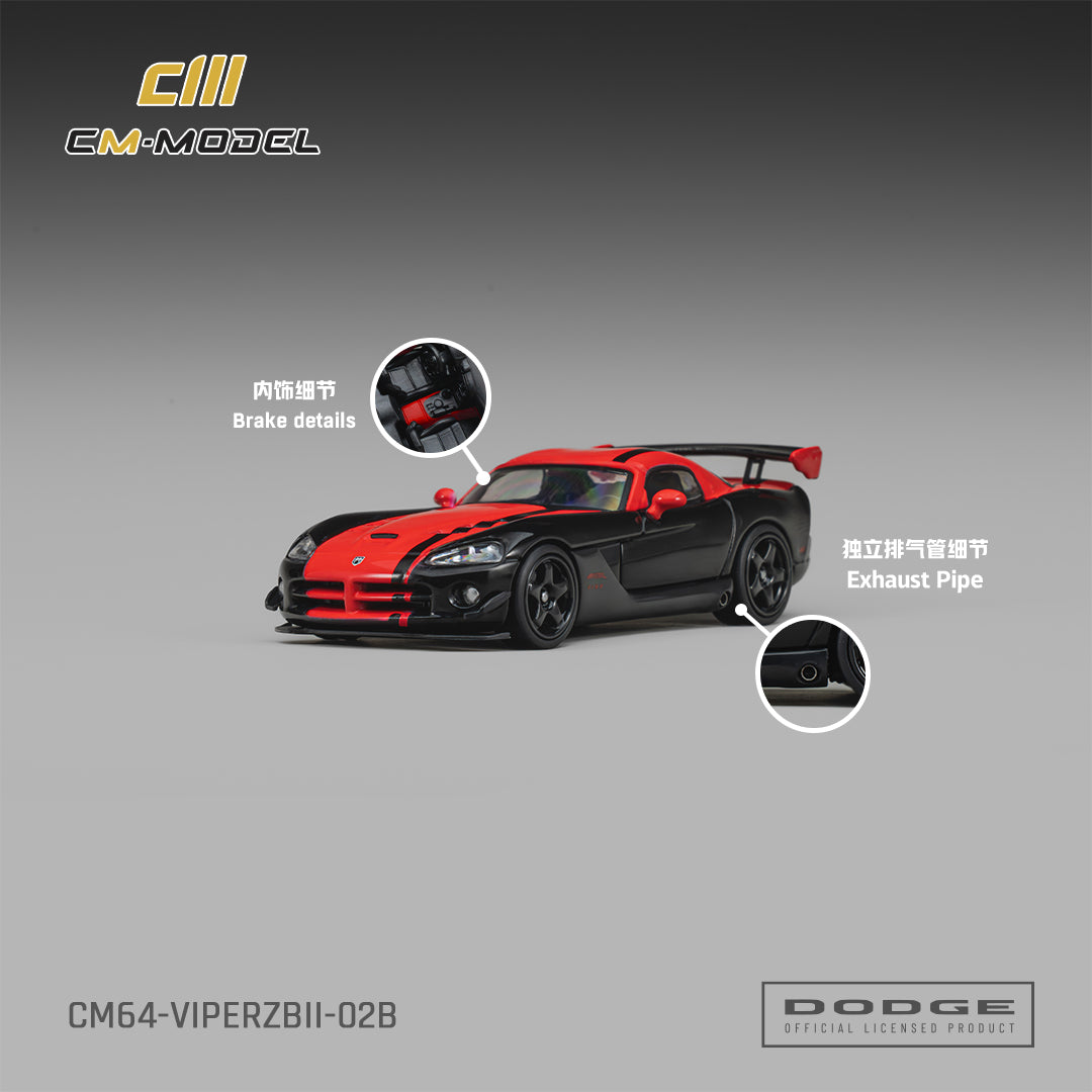 [Preorder] CM Model 1:64 Dodge Viper (ZBI) Viper Black with Red CM64-ViperZBII-02B