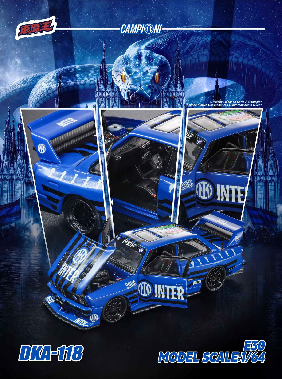 [Preorder] DEMON KING AUTO 1:64 BMW E30 Inter Milan's 21st Title Livery DKA-118