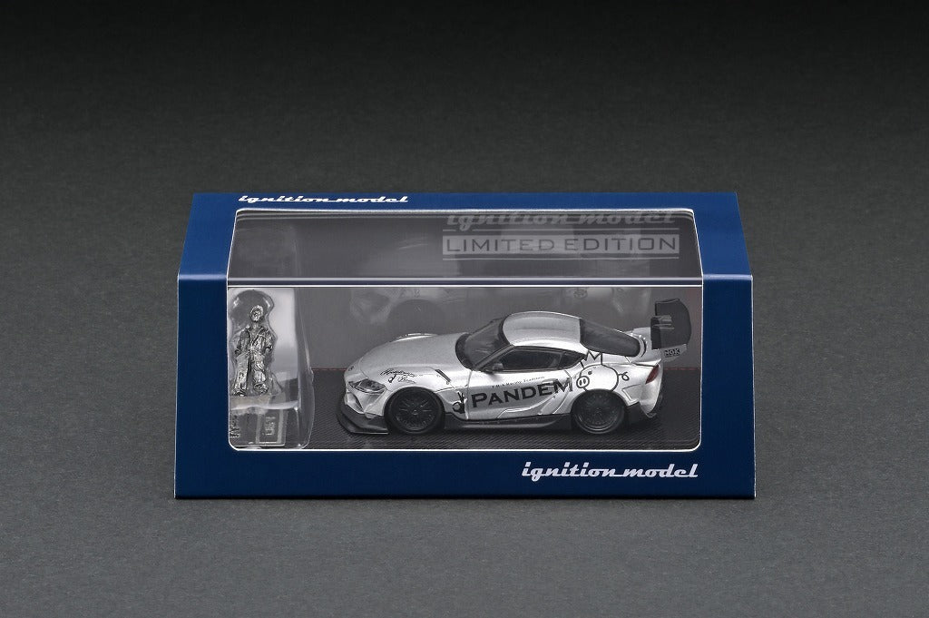 Ignition Model 1:64 PANDEM Toyota Supra Silver w/ Mr. Miura Figure IG2338