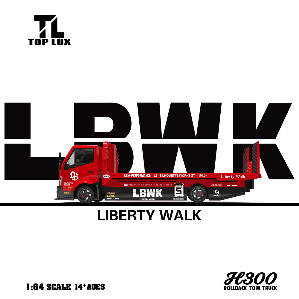 [Preorder] TOP LUX 1:64 Flatbed Transport Trailer H300 Red & Black TL647246