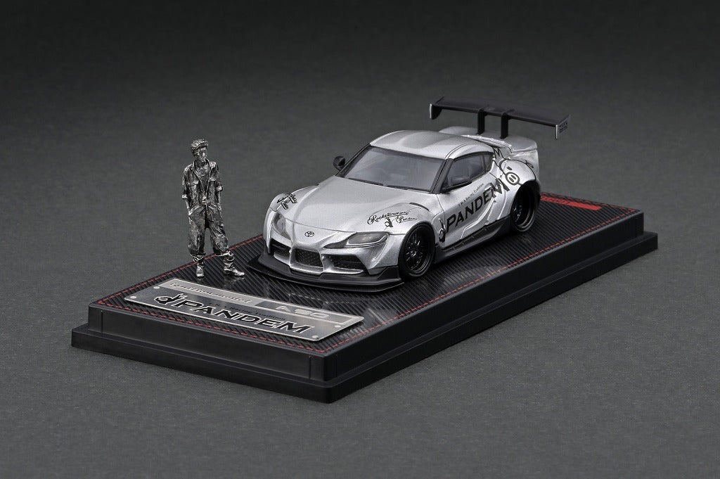 Ignition Model 1:64 PANDEM Toyota Supra Silver w/ Mr. Miura Figure IG2338
