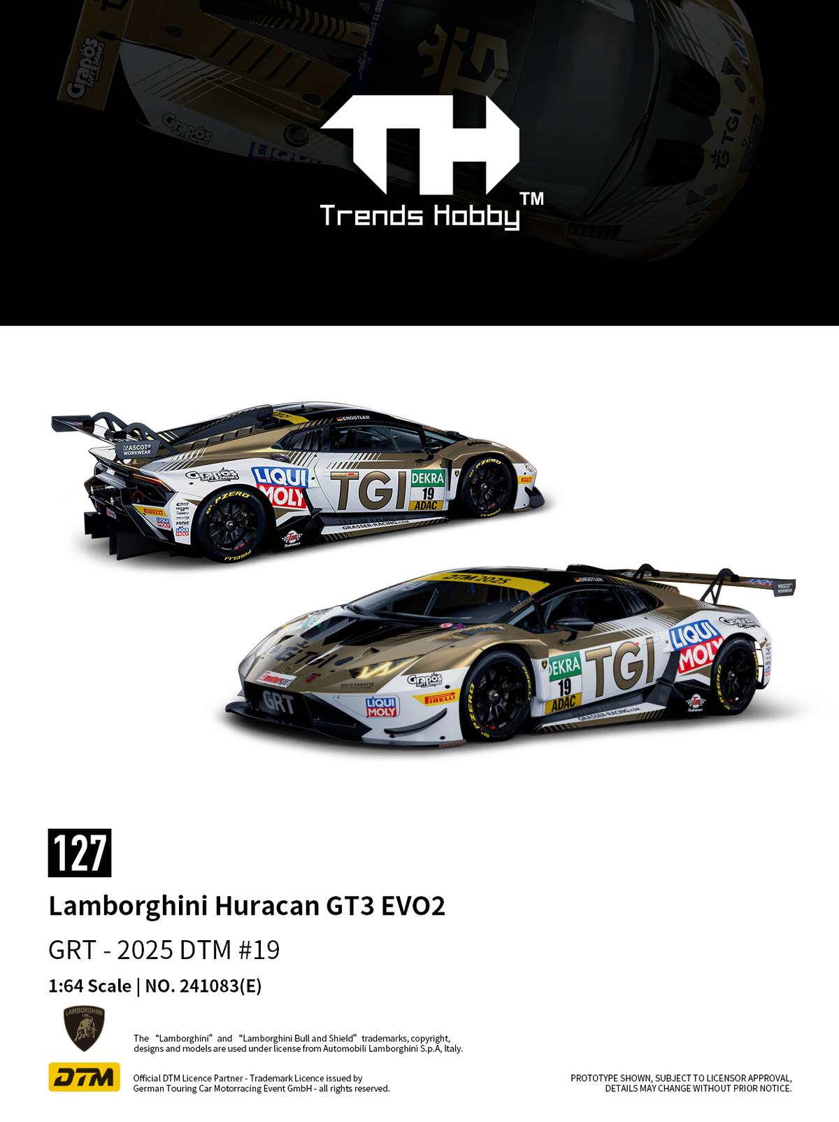 [Preorder] Trends Hobby 1:64  Lamborghini Huracan GT3 EVO2 - DTM 2025 #19 241083(E)