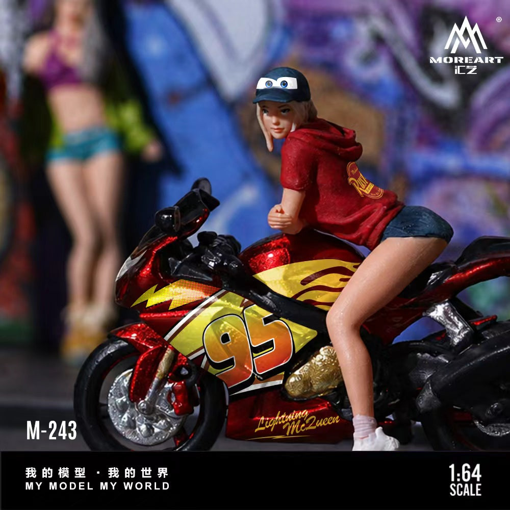 [Preorder] MoreArt 1:64 MCQUEEN SUZUKI MOTORCYCLE TRENDY GIRL DOLL SET MO222243