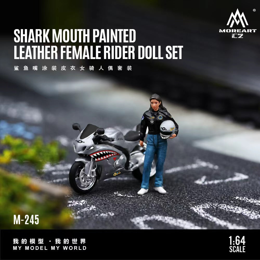 [Preorder] MoreArt 1:64 Shark Mouth Painted Leather Female Rider MO222245