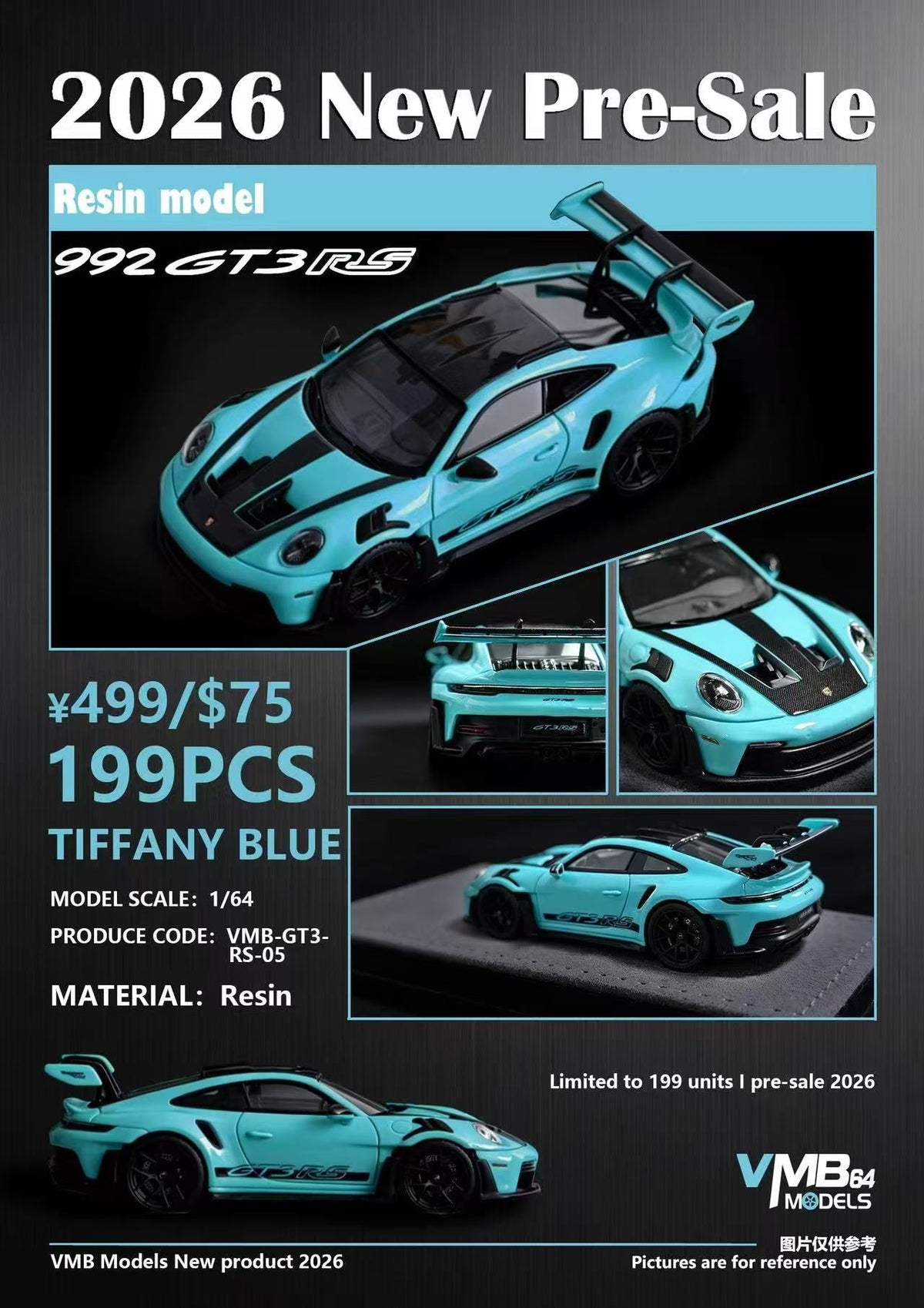 [Preorder] VMB 1:64 Porsche 992 GT3 RS (2 Colours) VMB-GT3-RS-04/VMB-GT3-RS-05