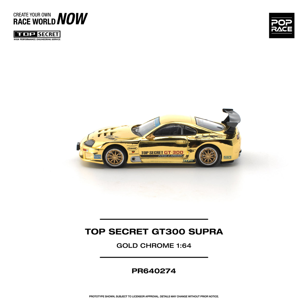 [Preorder] POPRACE 1:64 TOP SECRET GT300 SUPRA GOLD CHROME PR640274