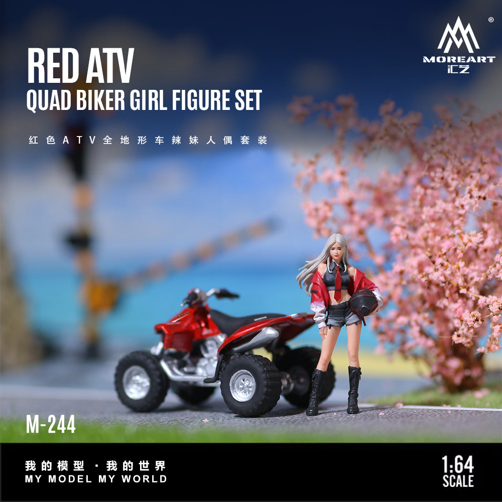 [Preorder] MoreArt 1:64 RED ATVQUAD BIKER GIRL FIGURE SET MO222244
