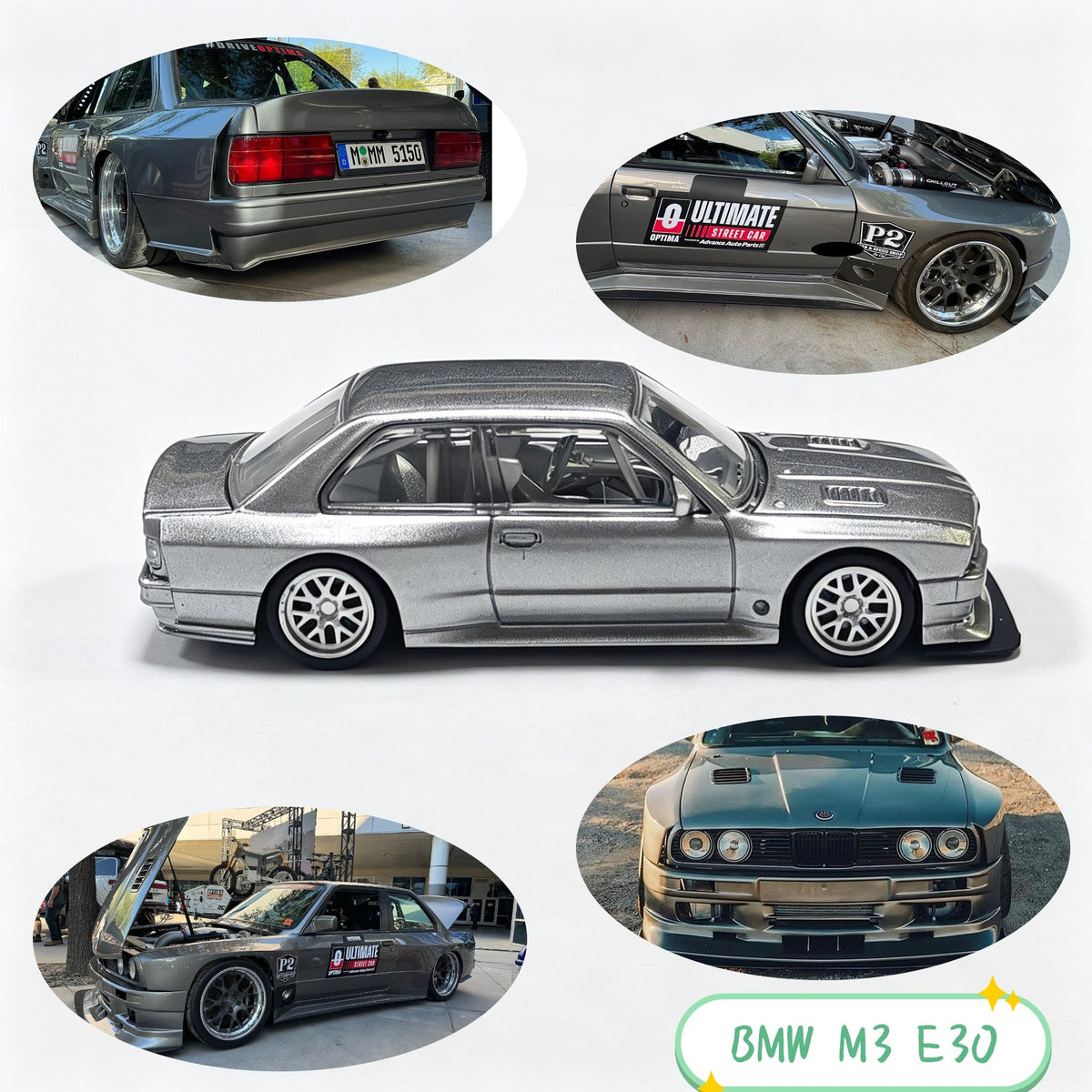 [Preorder] Fei Xiang 1:64 BMW M3 E30 widebody modified version (open hood) Grey