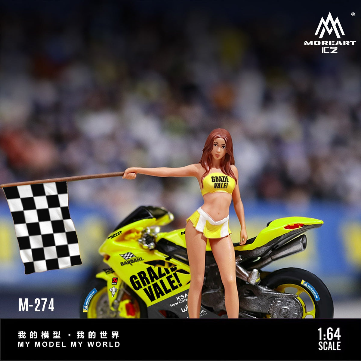 [Preorder] MoreArt 1:64 GRAZIEVALE! CHECKERED FLAG RACE OUEEN & RACING BIKE SET MO222274