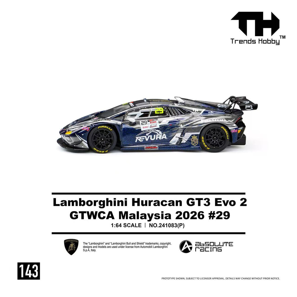 [Preorder] Trends Hobby 1:64 Lamborghini Huracan GT3 EVO2 - GTWCA 2026 29# 241083(P)