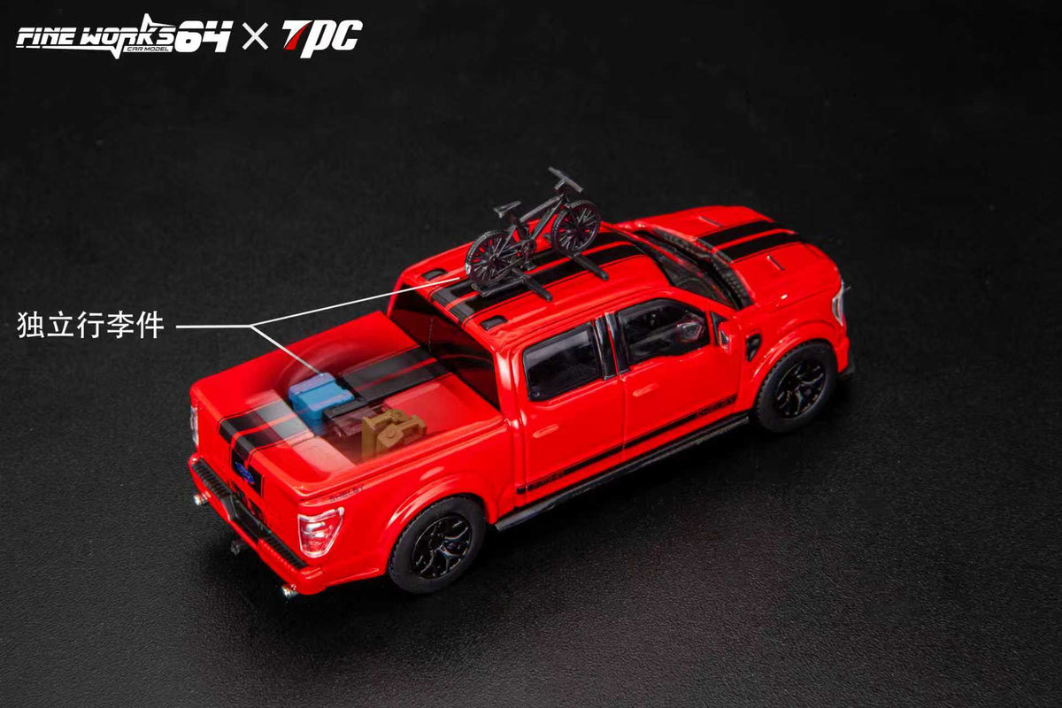 Fine Works64 x TPC 1:64 Ford Shelby Pickup Truck F150 Red Stripes