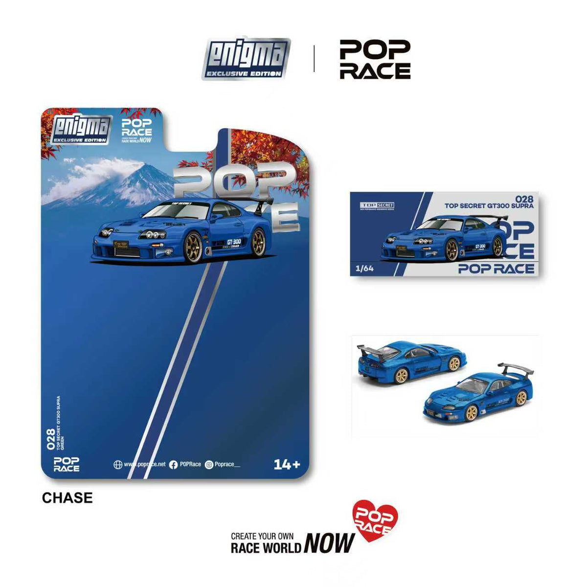 [Preorder] POPRACE x Enigma 1:64 TOYOTA SUPRA GT500 (A80) BLUE PRE028