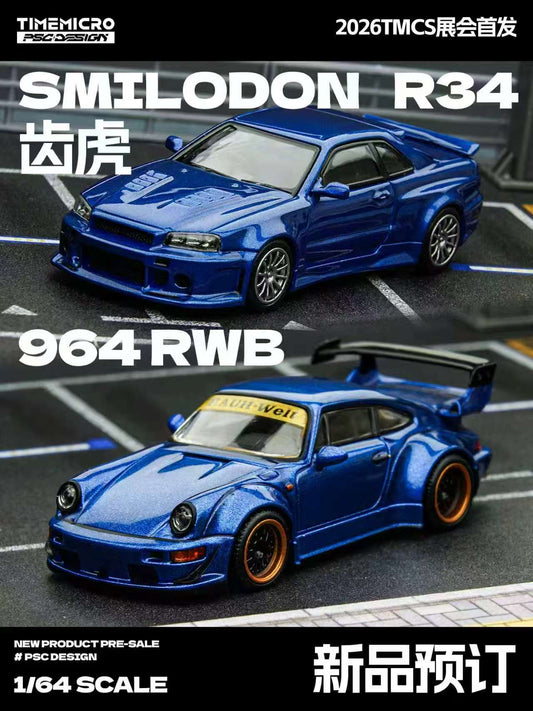 [Preorder] TimeMicro × PSC DESIGN 1:64 R34 "Smilodon" × RWB 964 Navy Blue TM648403/ TM648404