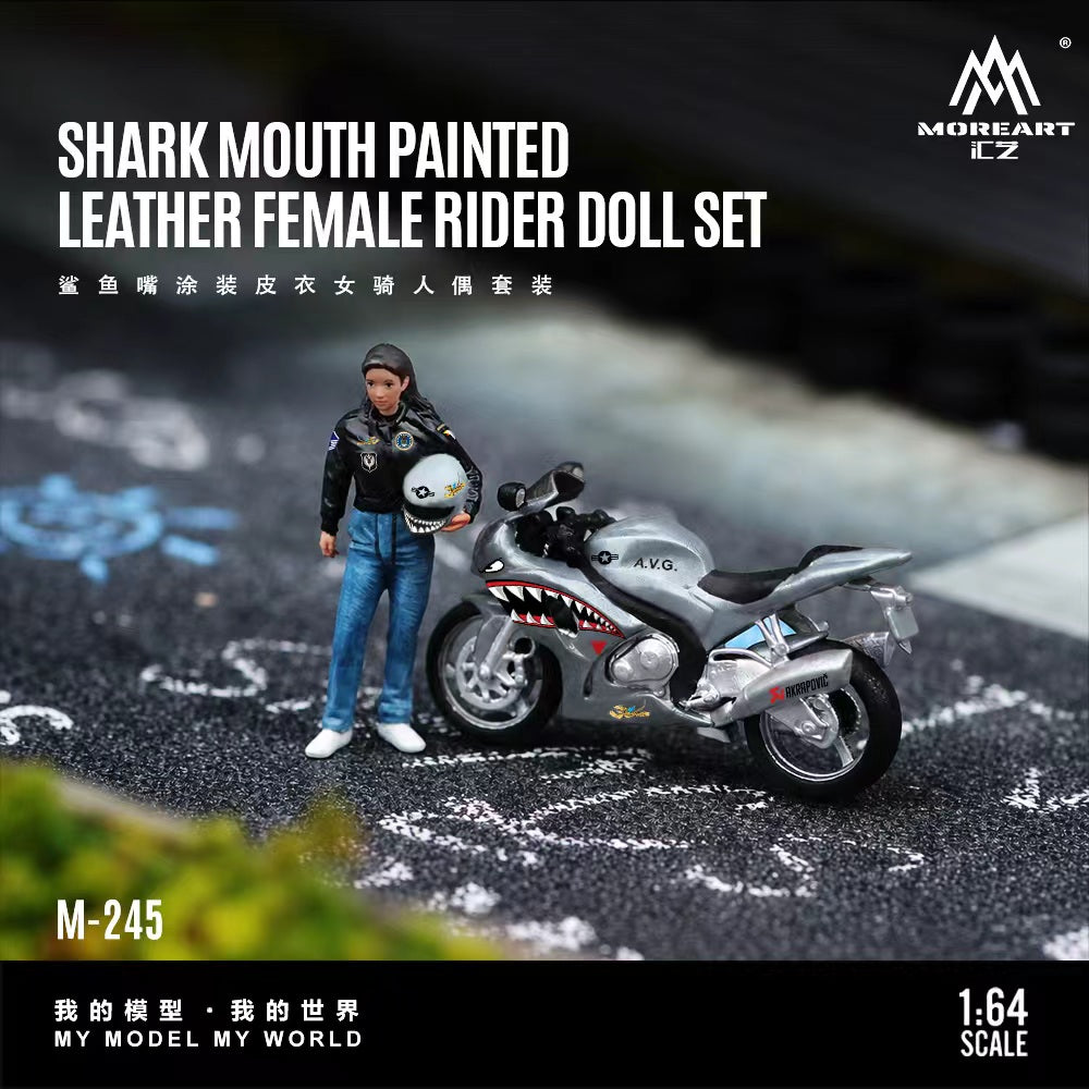 [Preorder] MoreArt 1:64 Shark Mouth Painted Leather Female Rider MO222245