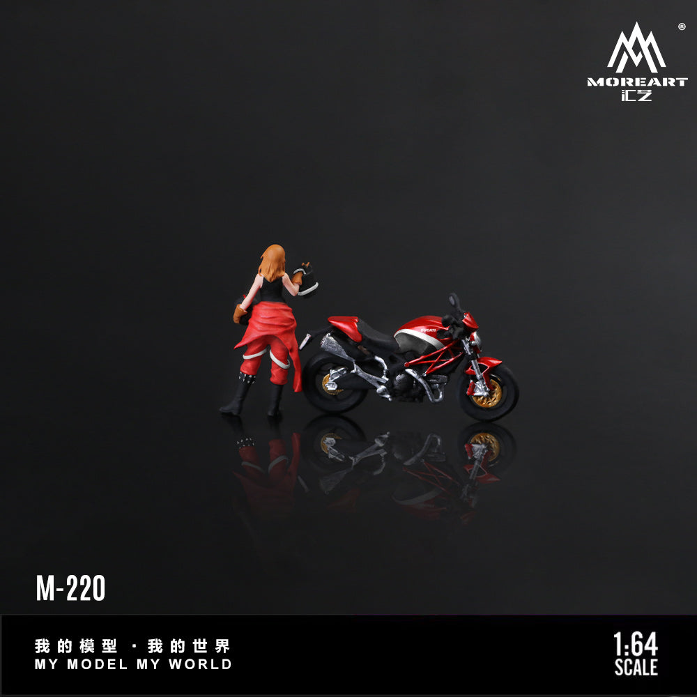 MoreArt 1:64 DUCATI MONSTER 696 RED AND BLACK COOL GIRL RIDING DOLL MO222220