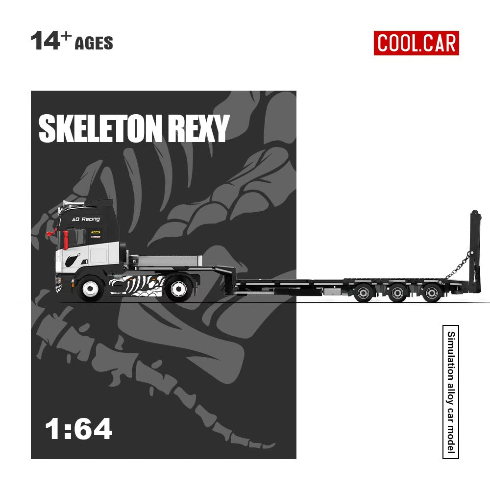 [Preorder] Cool Car 1:64 Scania flatbed trailer Skeleton Rexy Livery CC647505