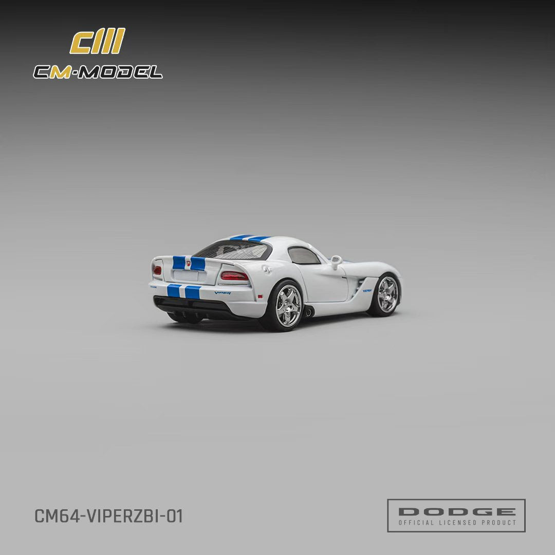 [Preorder] CM Model 1:64 Dodge Viper (ZBI) Stone White with Blue racing stripes CM64-VIPERZBI-01