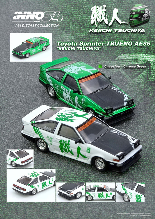 Inno64 1:64 TOYOTA SPRINTER TRUENO AE86 "KEIICHI TSUCHIYA"  (Random Chase car) Limited Edition IN64-AE86-KT