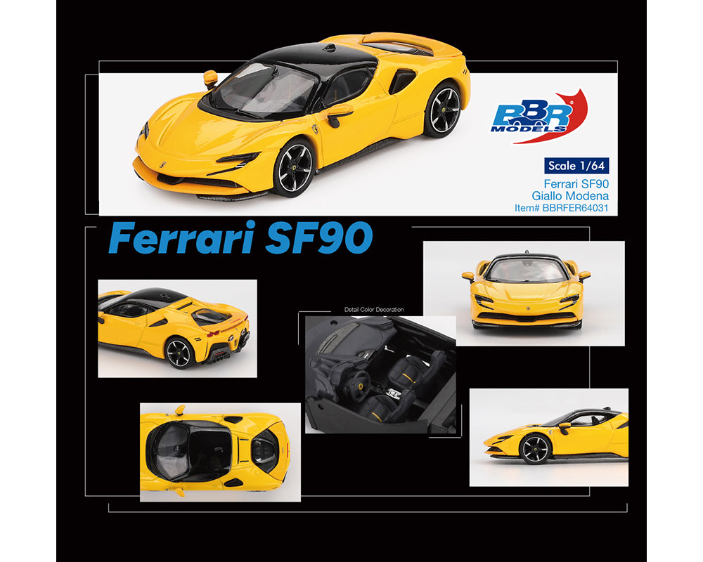 BBR Models 1:64 Ferrari SF90 – Giallo Modena Yellow BBRFER64031
