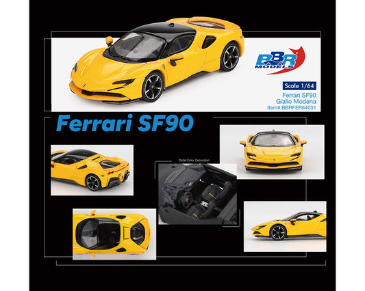 BBR Models 1:64 Ferrari SF90 – Giallo Modena Yellow BBRFER64031