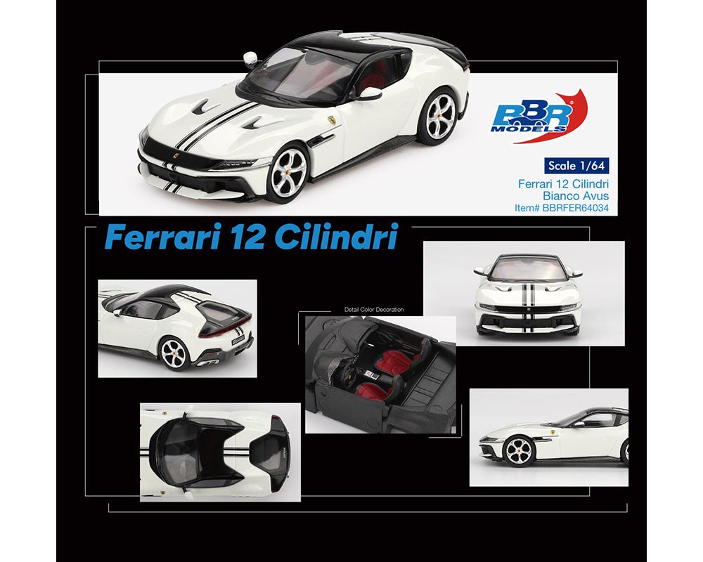 [Preorder] BBR Models 1:64 Ferrari 12 Cilindri – Bianco Avus White BBRFER64034