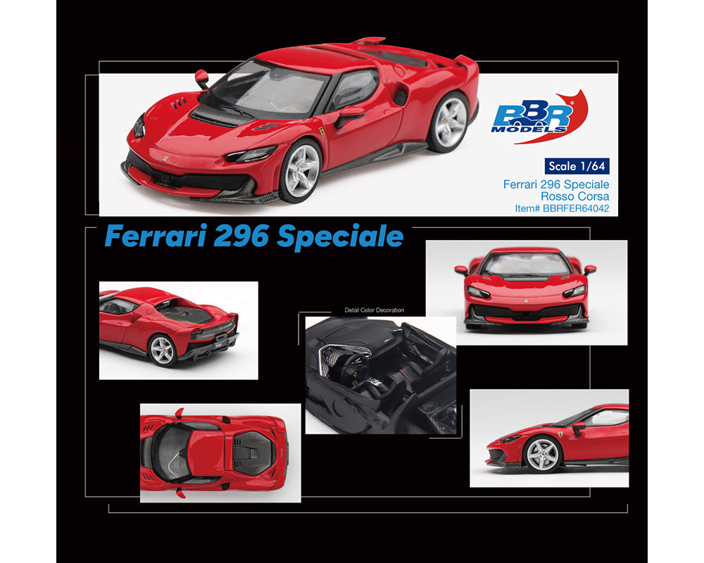 [Preorder] BBR 1:64 Ferrari 296 Speciale – Rosso Corsa Red BBRFER64042