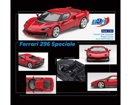 [Preorder] BBR 1:64 Ferrari 296 Speciale – Rosso Corsa Red BBRFER64042