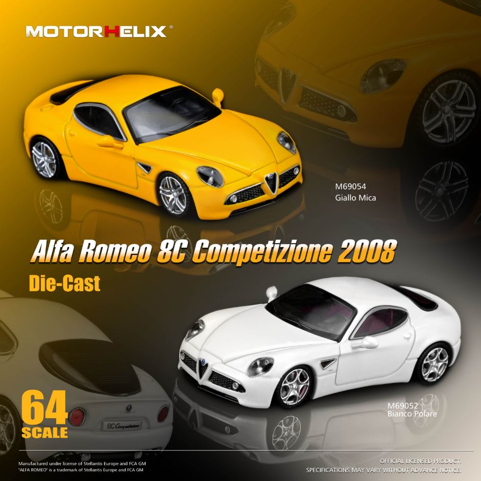 [Preorder] MOTORHELIX 1:64 Alfa Romeo 8C Competizione 2008 (2 Colours) M69052/M69054