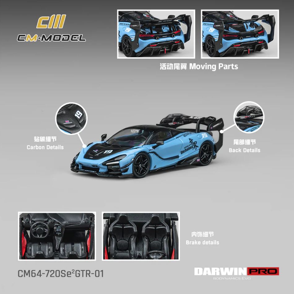[Preorder] CM Model 1:64 McLaren DarwinPRO 720Se²GTR-01  Unchained Blue CM64-720SeGTR-01