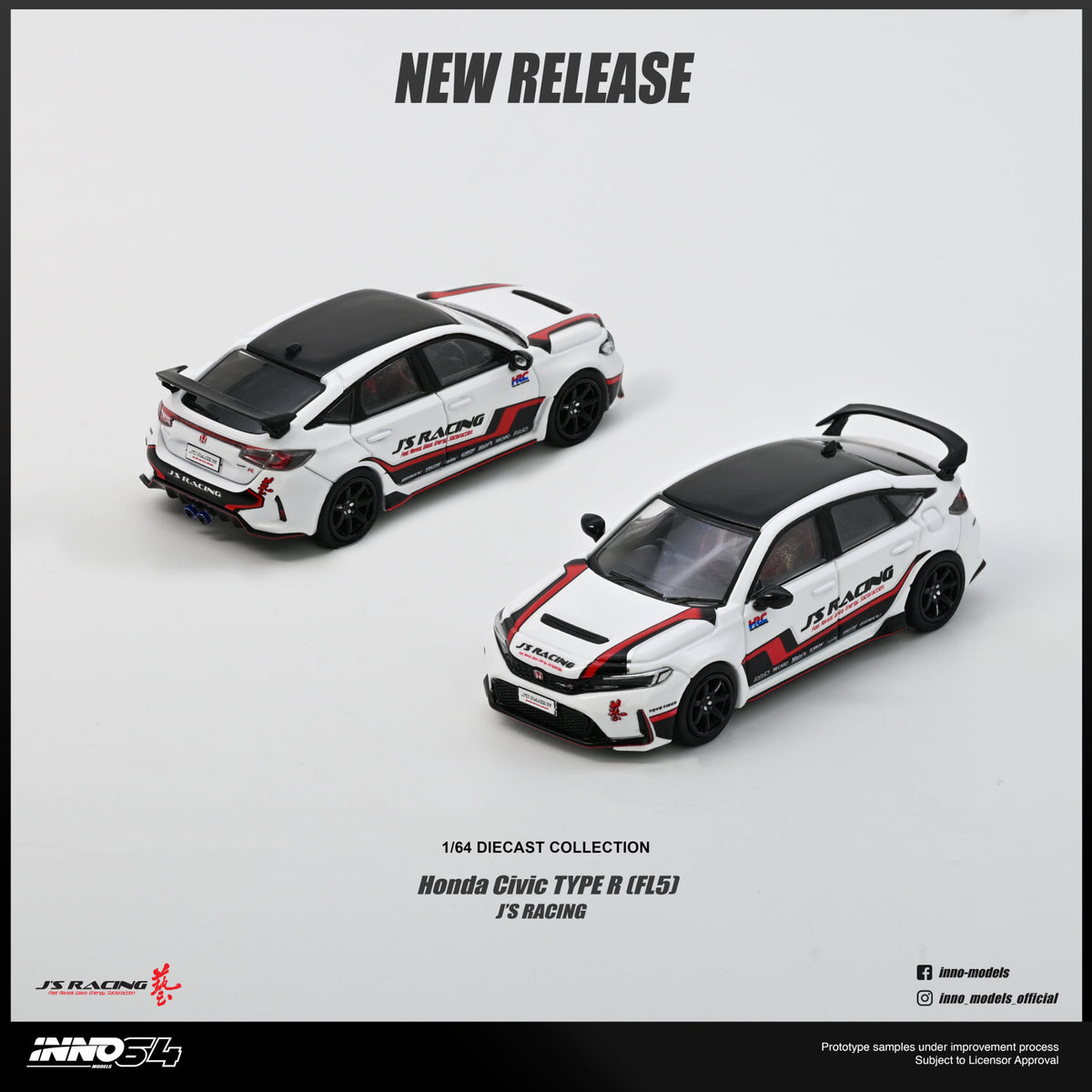 [Preorder] Inno64 1:64 Honda Civic (FL5) J'S RACING IN64-FL5JS-WHI