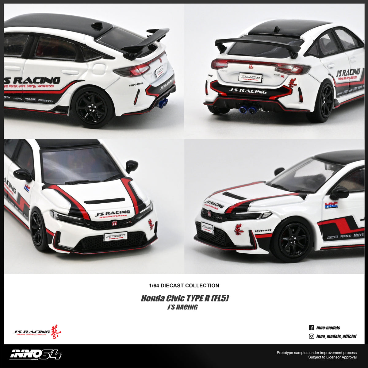 [Preorder] Inno64 1:64 Honda Civic (FL5) J'S RACING IN64-FL5JS-WHI