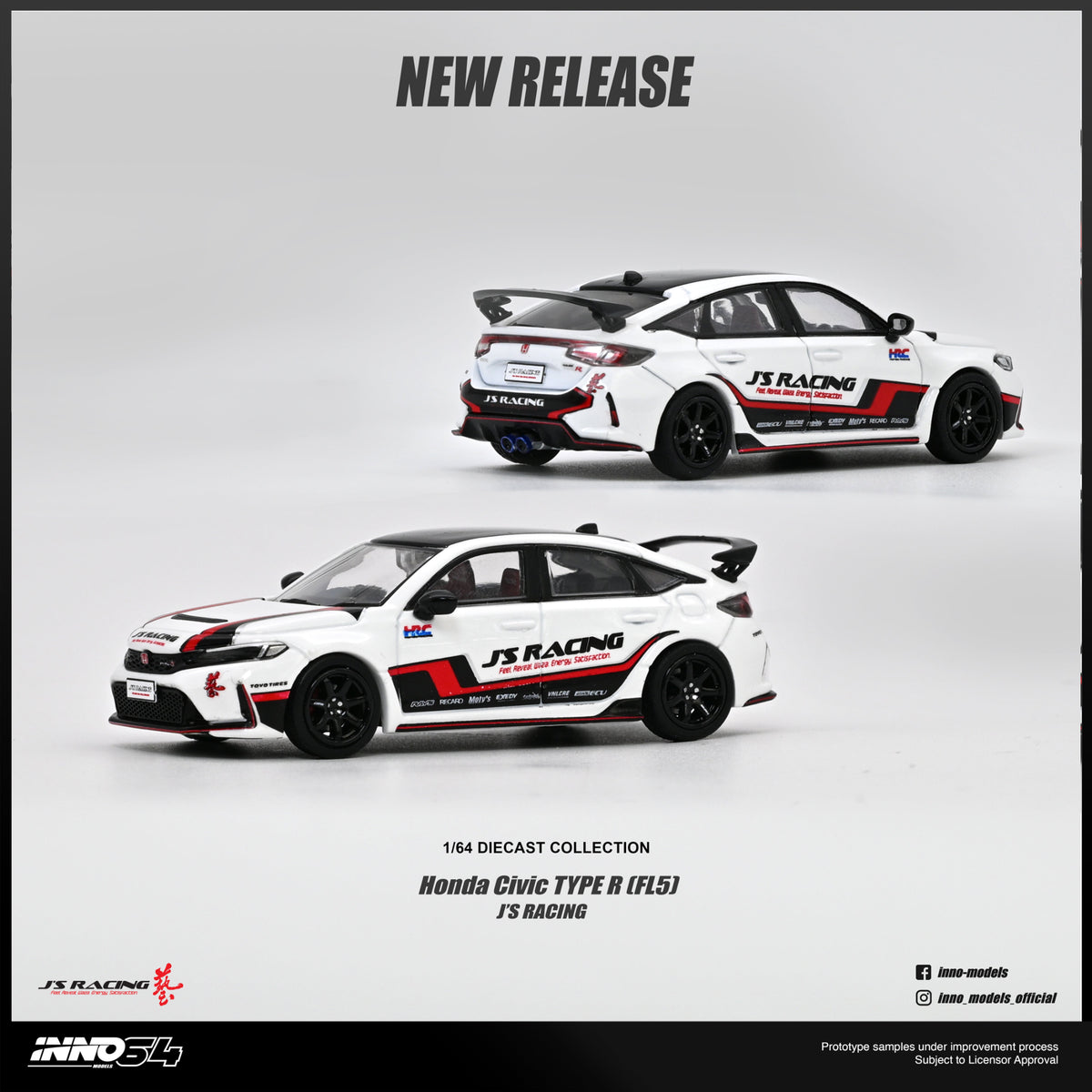 [Preorder] Inno64 1:64 Honda Civic (FL5) J'S RACING IN64-FL5JS-WHI
