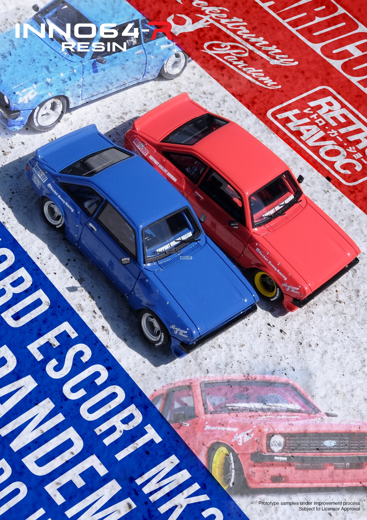 Inno64 1:64 FORD ESCORT MK2 PANDEM "EMOTION" RETRO HAVOC Red IN64R-MK2P-RED