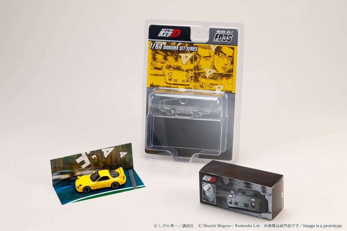 Hobby Japan 1:64 Initial D Diorama Set Series MAZDA RX-7 (FD3S) Project D Keisuke Takahashi VS Wataru Akiyama HJDMD002B